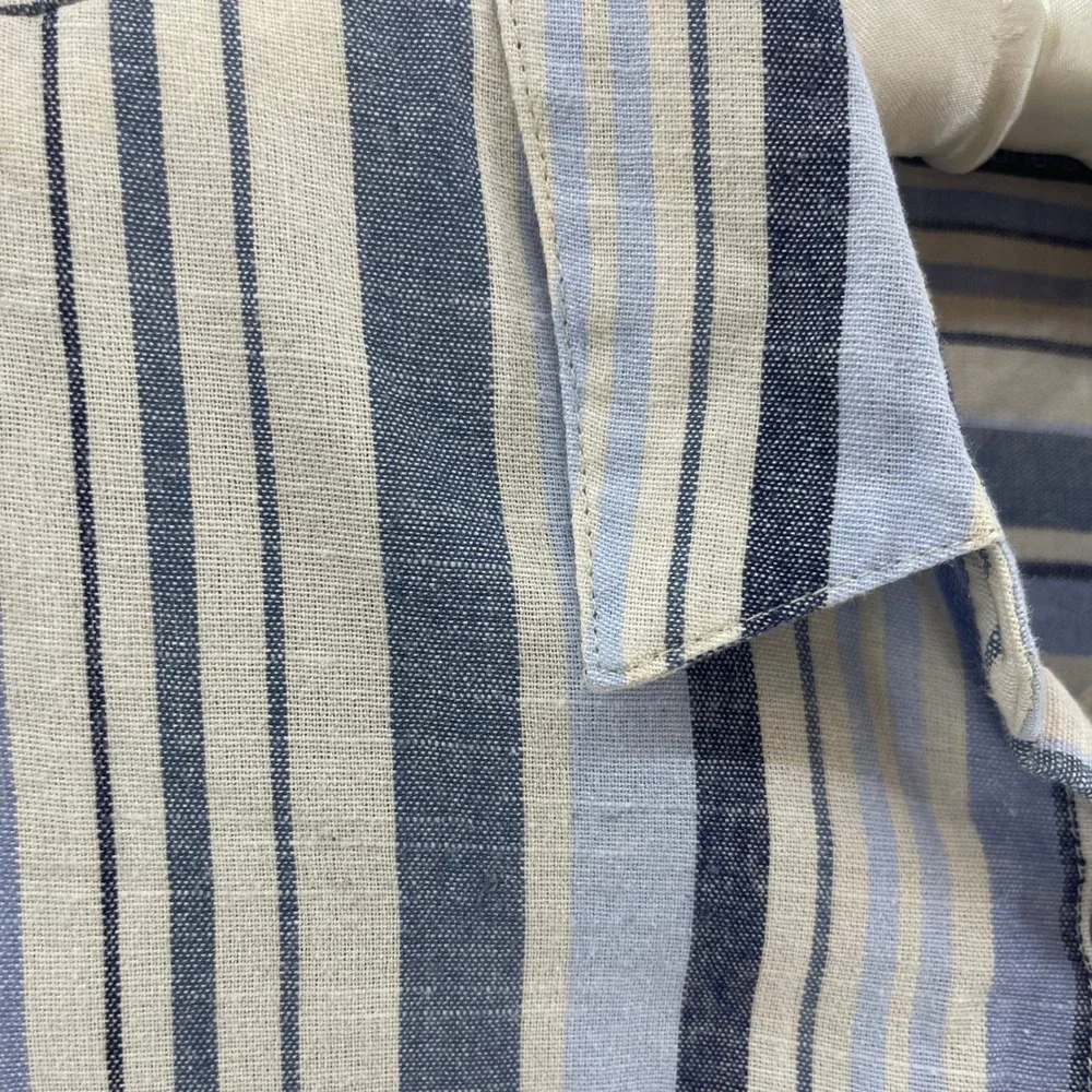 Mlle Gabrielle Shirt‎ Dress Womens L Blue Cotton Blend Stripe Sleeveless Coastal